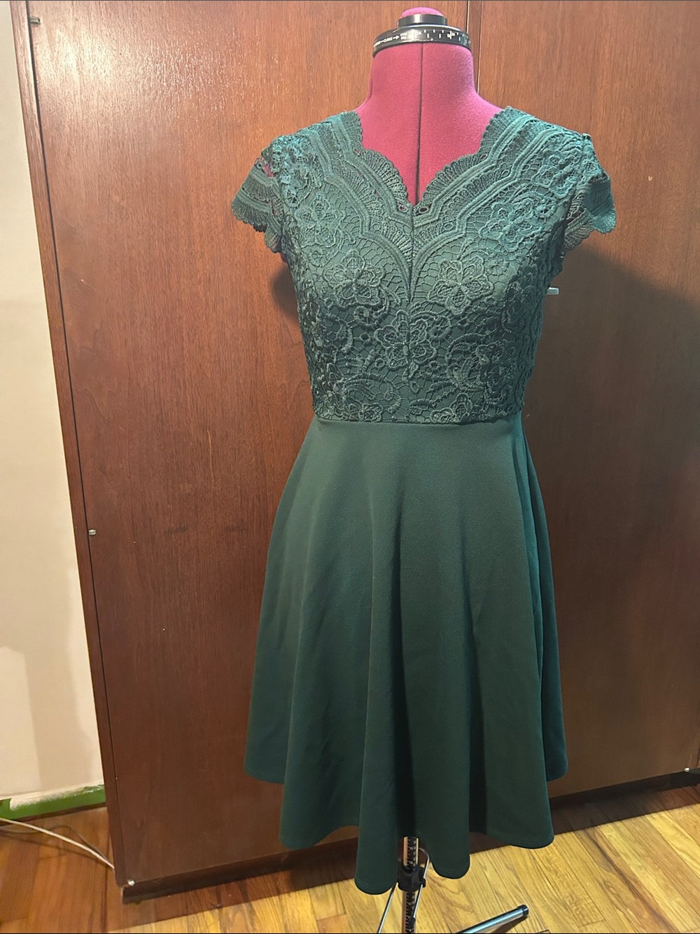 Rare Editions Emerald Lace Fit-and-Flare Dress